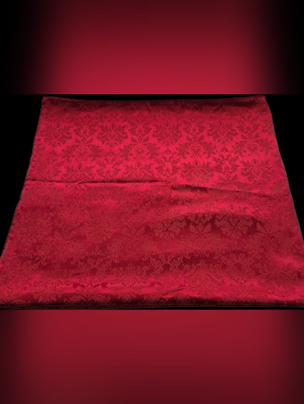 Festive Vintage Holiday Large Red Sheen Tablecloth 96" x 54"